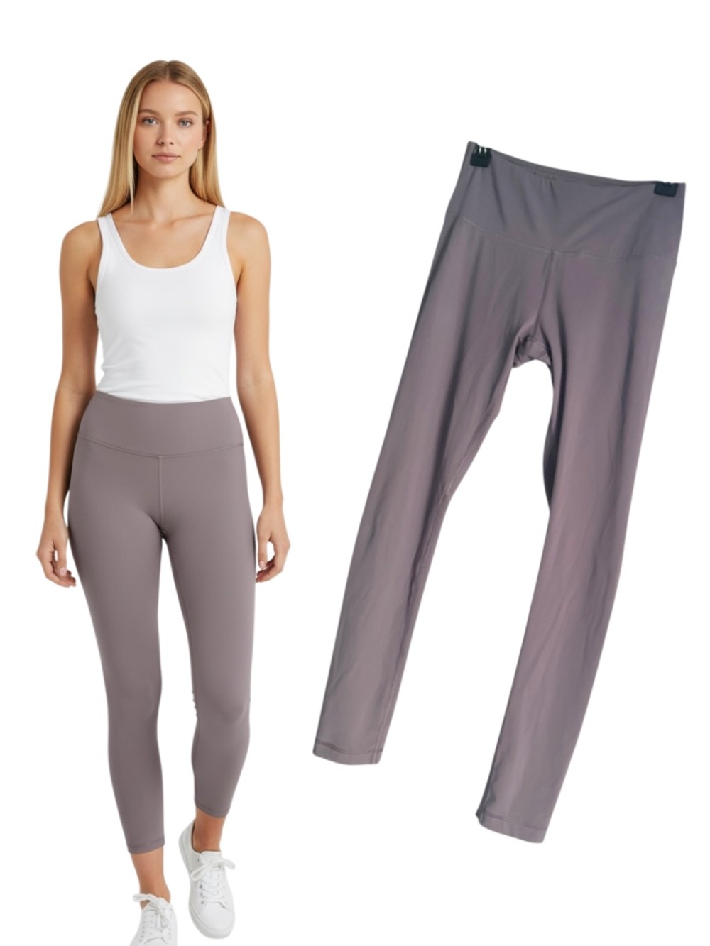 Yogalicious Lux High Waist 7/8 Ankle Legging Dusty Mauve Purple Nude Tech M
